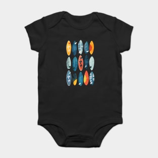 Surfboard on green Baby Bodysuit